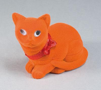 Sametová krabička na šperky - oranžová kočka