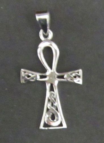 Nilský kříž mírně zdobený - přívěsek ze stříbra