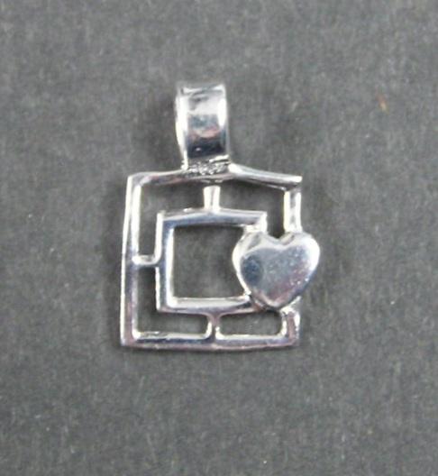 Čtverec a srdce - stříbrný přívěsek / přívěsek ze stříbra