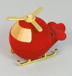 Sametová krabička na šperky - červená helikoptéra