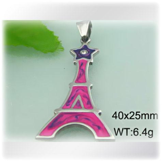 Eiffelová věž v růžové barvě s fialovou hvězdou - ocelový přívěsek