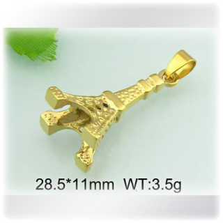 Trojrozměrný přívěsek eiffelovka z chirurgické oceli ve zlaté barvě