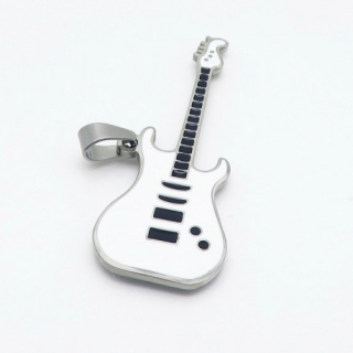 Bílá kytara - ocelový přívěsek