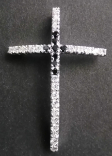 Zirkonový moderní kříž - velký stříbrný přívěsek