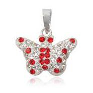 Červenobílý motýl - stříbrný přívěsek
