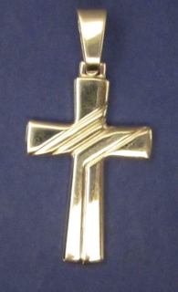 Jednoduchý kříž s čárkami - stříbrný přívěsek