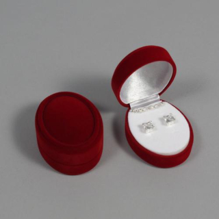 Sametová krabička na šperky - ovál v barvě bordó
