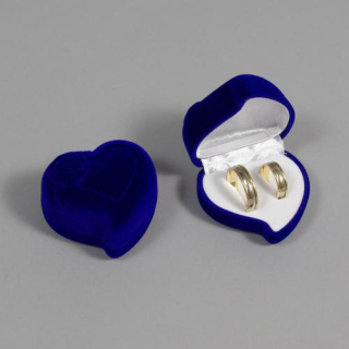 Sametová krabička na šperky - velké modré srdce
