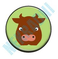 Kráva z předního pohledu - button