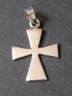 Plochý křížek - stříbrný přívěšek