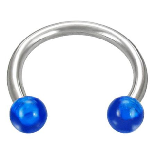 Malý kulatý piercing s modrými hroty na konci