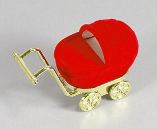 Sametová krabička na šperky - červený kočárek