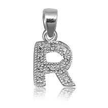 Písmenko R zdobené kubickým zirkonem - stříbrný přívěsek