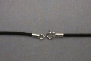 Černý náhrdelník se zakončením ze stříbra - 50cm dlouhý