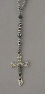 Růženec - korálkový náhrdelník 70cm - korálky stříbrné barvy