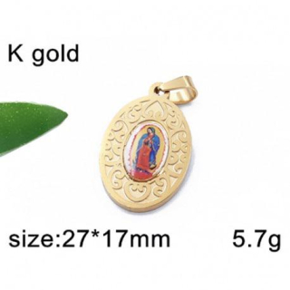 Medailonek ve zlaté barvě s náboženským motivem - ocelový přívěsek