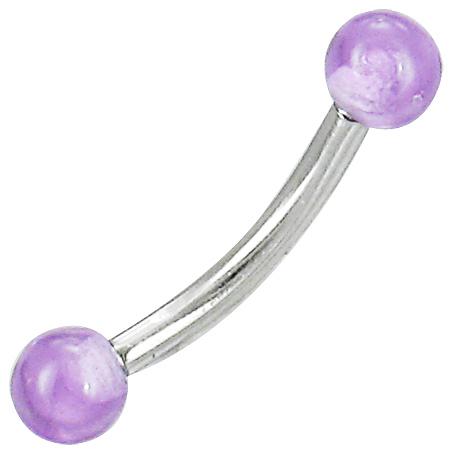 Obočovka - fialové kuličky - piercing do obočí